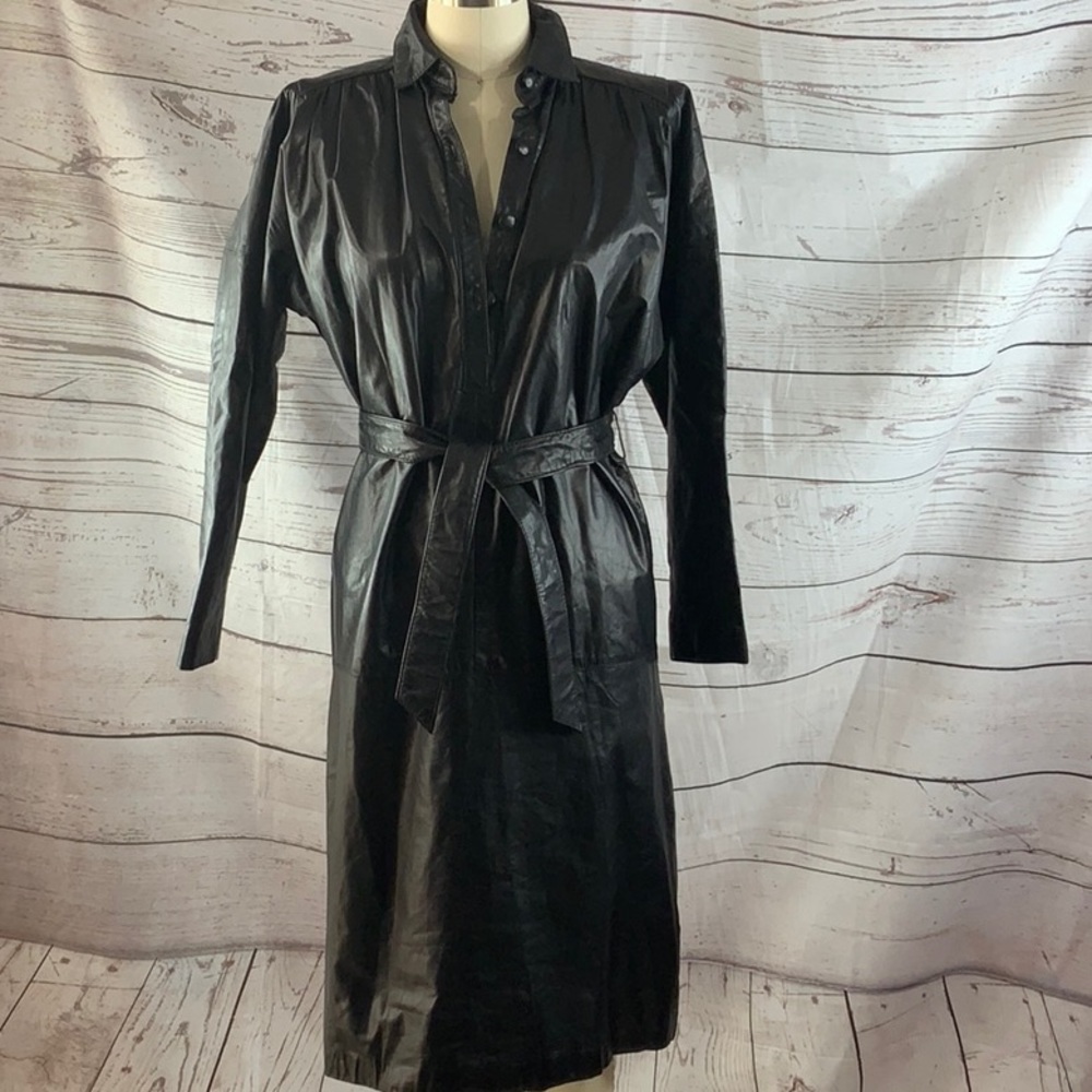 VINTAGE REAL leather belted shirt Dress